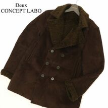 Deux CONCEPT LABO ドゥ コンセプトラボ オンワード樫山 フェイク ムートン★ レザー ジャケット コート Sz.M　メンズ 茶系　C3T11203_C#N_画像1