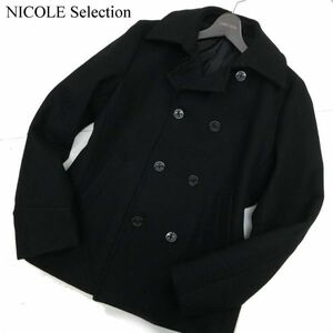 NICOLE Selection ニコル セレクション 秋冬 メルトン ウール★ ショート丈 Pコート Sz.48　メンズ 黒　C3T11628_C#N