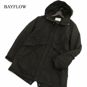 BAYFLOW ベイフロー 秋冬 中綿★ モッズ コート Sz.4　メンズ 黒　C3T11603_C#N