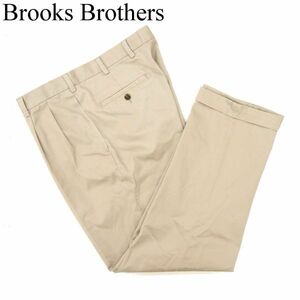 Brooks Brothers ブルックスブラザーズ 通年 2タック入り★ チノ 綿スラックス パンツ Sz.35　メンズ ベージュ 大きいサイズ　C3B04700_C#R