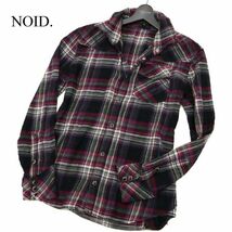 NOID. ノーアイディー 秋冬 襟ワイヤー★ 長袖 ウエスタン チェック ネル シャツ Sz.2　メンズ　C3T11655_C#B_画像1