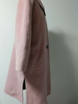 《新品未使用》くすみピンク　軽いロングコート かなり細身のLLサイズ　　裏地なし　ウール92% 重いコートが苦手な方へ_画像4