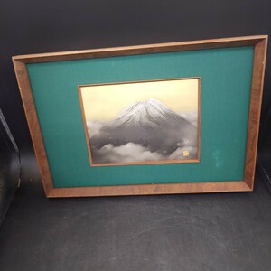 k12151714 佐野光明 富士山 彫刻 額縁 外寸　約47×31cm　 壁掛け 昭和レトロ 美術アート 現状　ガラス無し