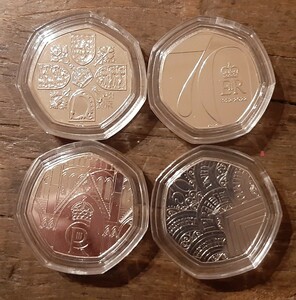 4種類 エリザベス女王 新デザイン イギリス 英国本物 50ペンス コインイギリス 英国 コイン Uncirculated coin from The Bank of England 