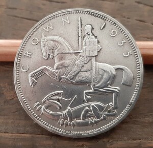 1935年 英国 銀貨イギリス クラウン ジョージ王.500ag 馬デザイン 39mm 28g 本物 宜しくお願いします#1935年#英国#銀貨#イギリス#クラウン