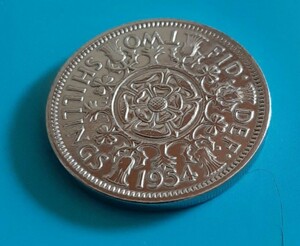イギリス 1954年 2シリング フロリン 英国エリザベス女王コイン 美品です 本物 直径28.5mm