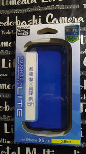 ELECOM iPhone XS iPhone X TOUGH SLIM LITE クリアブルー 薄くて軽く傷にも強い耐衝撃ケース 背面は高硬度8Hの特殊パネル採用 定形外140~