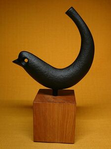 鳥　金属　彫像　オブジェ　置物　インテリア　工芸品　美術品　A3311
