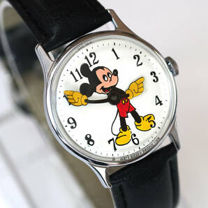 整備済 稼働 ミッキーマウス 機械式 手巻き 腕時計 新品ベルト 希少レア 1960年代 ディズニー INGERSOLL インガーソル Mickey Mouseの画像2