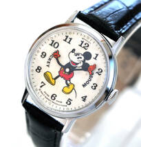 希少 整備済 稼働 ミッキーマウス 1970年代 BRADLEY 機械式手巻き 腕時計 ベルト新品 ディズニー ブラッドレイ ブラッドリー パイアイ レア_画像1