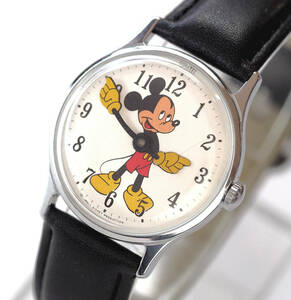 整備済 稼働 ミッキーマウス 機械式 手巻き 腕時計 新品ベルト 希少レア 1960年代 ディズニー INGERSOLL インガーソル Mickey Mouse Disney