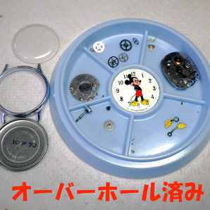 整備済 稼働 ミッキーマウス 機械式 手巻き 腕時計 新品ベルト 希少レア 1960年代 ディズニー INGERSOLL インガーソル Mickey Mouseの画像4