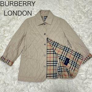 【BURBERRY LONDON】バーバリーロンドン　キルティングジャケット ノバチェック 38　M相当　ホワイトベージュ