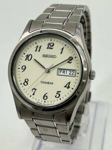 H0512-37 1252【1円スタート】 腕時計　セイコー　SEIKO　チタニウム　TITANIUM　7N43-9090　デイデイト　クォーツ　メンズ