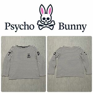 psycho bunny サイコバニー ロゴ 刺繍 ナンバリング マリンボーダー ボートネック カットソー シャツ XL ロンT 長袖 GOLF ウェア