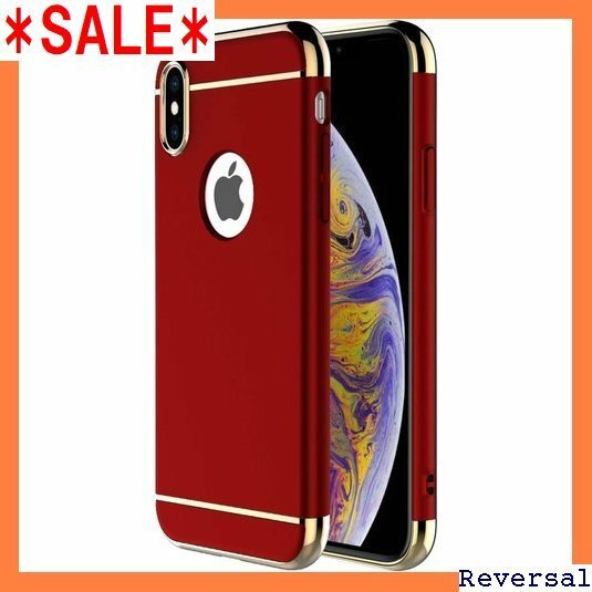 《新品》 JMSQYU iPhone XS Max ケース 3 クトロプレートフレーム付き滑り止め保護ケース-赤 Red 738