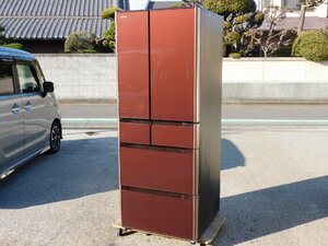 [ glass door / normal operation goods /500L super ]HITACHI 6 door refrigerator R-XG5600H 555L 17 year Flat . sound door high class super large used * with translation pickup welcome 