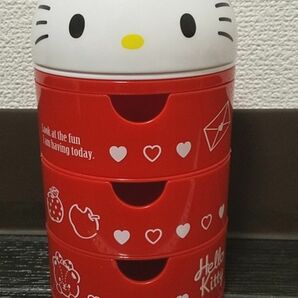 ◆サンリオ ハローキティ キティちゃん 猫 かわいい ３段 引き出し 収納ケース チェスト 小物入れ BOX インテリア◆