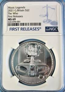 ★★ 最高鑑定 イギリス ミュージックレジェンド ザ・フー(The Who) 2021年 2￡1oz.999銀貨 NGC MS69 First Releases ★★