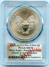 ★★ 最高鑑定 シルバーイーグル 2020-S Emergency MLBレジェンド Jim Bunning 直筆サイン １$ .999銀貨 PCGS MS70 FDI_画像2