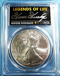 ★★ 最高鑑定 シルバーイーグル 2023年 MLBレジェンド 豪腕Goose Gossage 直筆サイン １$ .999銀貨 PCGS MS70 First Strike ★★