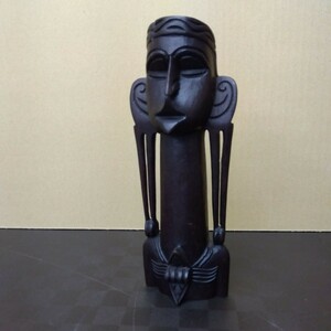 【珍品】木彫りの置物　首長族？胸像　検: インテリア　アフリカ　人形　オブジェ　ピアス