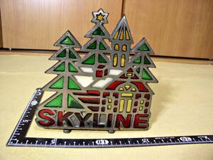 ★昭和レトロ 非売品 日産 プリンス スカイライン SKY LINE ステンドグラス キャンドルライト 金属製 旧車 当時物 ビンテージ★