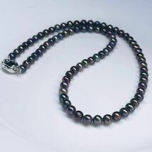 本真珠　黒真珠　パールネックレス　プレゼント用　5.5mm 本物 パール43cmnecklace accessory 真珠 ネックレス _画像1