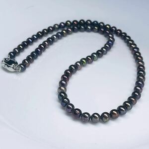 本真珠　黒真珠　パールネックレス　プレゼント用　5.5mm 本物 パール43cmnecklace accessory 真珠 ネックレス 