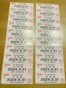 ◆送料無料 神奈川中央交通 株主優待券 株主優待乗車券 20枚 2024.5.31 ネコポス追跡有