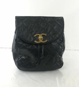 【SM659】CHANELシャネルマトラッセラムスキンココマークリュック バッグパックターンロックブラックゴールド金具チェーン3699788バッグ