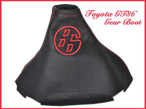 トヨタ ZN6 GT86 MT 黒レザー 86 赤ロゴ入り 赤ステッチ シフトブーツ 新品