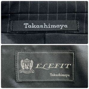 279 美品 高級感漂う Takashimaya 高島屋 ELEFIT ストライプ スーツ セットアップ テーラード ジャケット スラックス ドレス 31208Eの画像10