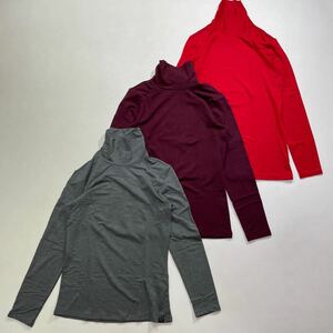 266 美品 UNIQLO ユニクロ ヒートテック タートルネックT 長袖 3枚セット Mサイズ HEATTECH EXTRA WARM カットソー Tシャツ 31219J