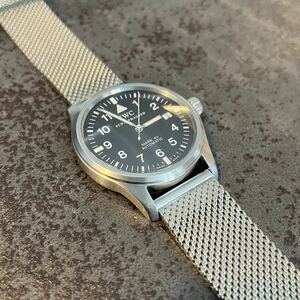 メッシュベルト for IWC 互換ベルト19mm マーク15対応 金属ブレス ステンレスベルト ミラネーゼ シャークメッシュ Dバックル シングル