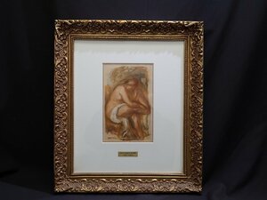 【青】120614額　P＝A．　ルノワール　水浴する女　版画　リトグラフ　印象派　古典絵画