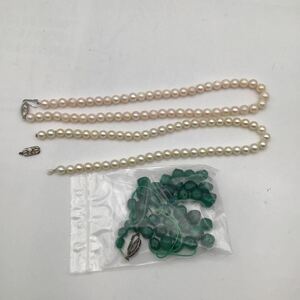 （宝）【同梱可】(1円スタート)ジャンク品　アクセサリー 真珠 天然石　ネックレス パールネックレス SILVER刻印 