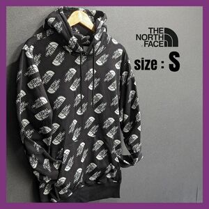 sale!!【日本未発売】THE NORTH FACE ノースフェイス パーカー メンズ ブラック 黒/S ハーフドームロゴ レディース アメリカ 総柄 即完