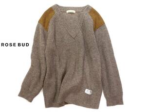 ローズバッド×ハリスツイード ROSE BUD Harris Tweed オーバーサイズ ショルダーパッチ アゼニット セーター Free