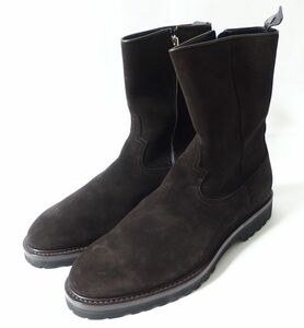 WH double H /hirositsu bow chix. place ..WH0708S side Zip boots 95 tea Vibram sole suede 