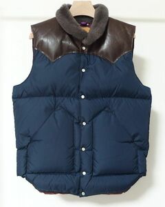 WAREHOUSE ウエアハウス x Rocky Mountain Featherbed ロッキーマウンテン NYLON CHRISTY VEST 襟ムートン ダウン ベスト 38