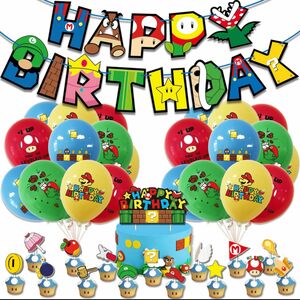 誕生日バルーン スーパーマリオ風船 ガーランドバースデー飾りつけ ケーキトッパー