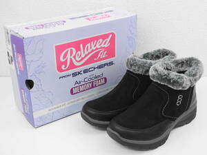 【未使用訳あり】 レディース スケッチャーズ SKECHERS RELAXED FIT EASY GOING-WARM ESCAPE スリッポンブーツ ブラック 24cm 【0935】