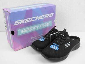 【左右サイズ違い】 レディース SKECHERS MEMORY FOAM SUMMITS-SWIFT STEP スニーカーサンダル ブラック 左24.5cm 右24cm 【1000】