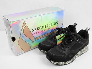 【左右サイズ違い】 レディース SKECHERS STREET UNO 2-SPOT-TASTIC! スニーカー ブラック/レオパード 左23.5cm 右23cm 【1005】