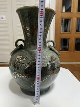 相馬焼 松助窯 花器 大きな花瓶 壷 骨董 唐物 金彩_画像5