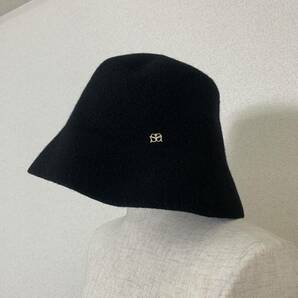6436. 【未使用品】snidel ピンバッジ付き ウール バケットハット スナイデル 黒 ブラック 帽子