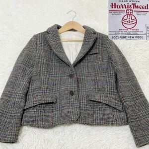 ハリスツイード　レディース　ジャケット　チェック　HarrisTweed F minuit テーラード　グレンチェック