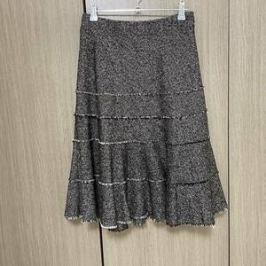 綺麗　大人可愛い！お洒落　ツイード　スカート　茶系　イネド　11 上品　素敵