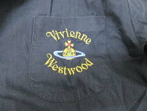 (99)♪Vivienne Westwood ヴィヴィアン ウエストウッド RED LABEL レッドラベル 長袖シャツ 胸ロゴ刺繍 サイズⅡ ネイビー_画像4